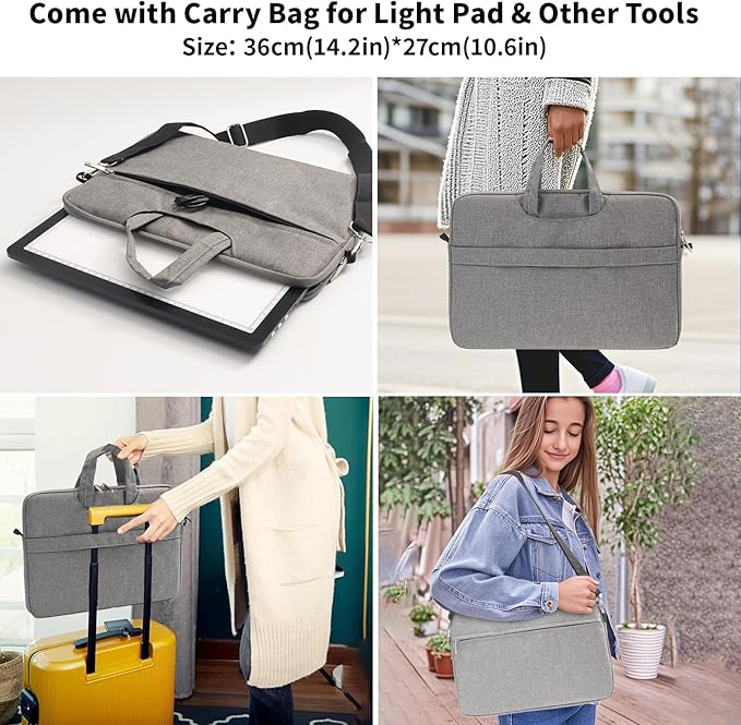 TOHETO A4 Light Board with Bag for Diamond Painting, Super Bright Magnetic Light Pad with Side Buttons, Lightbox for Tracing and Drawing, Corded Light Table for Sketching, Weeding Vinyl (Black)