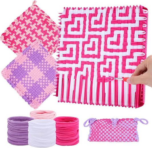 Pro 10 Inch Potholder Loom Kit for Kids & Beginners, Large Weaving Loom Crafts for Girls Age 6-12 Year Old & Adults, Gift Ideas for Birthday & Christmas, 112 Delicate Loops to Make 2 Pot Holders