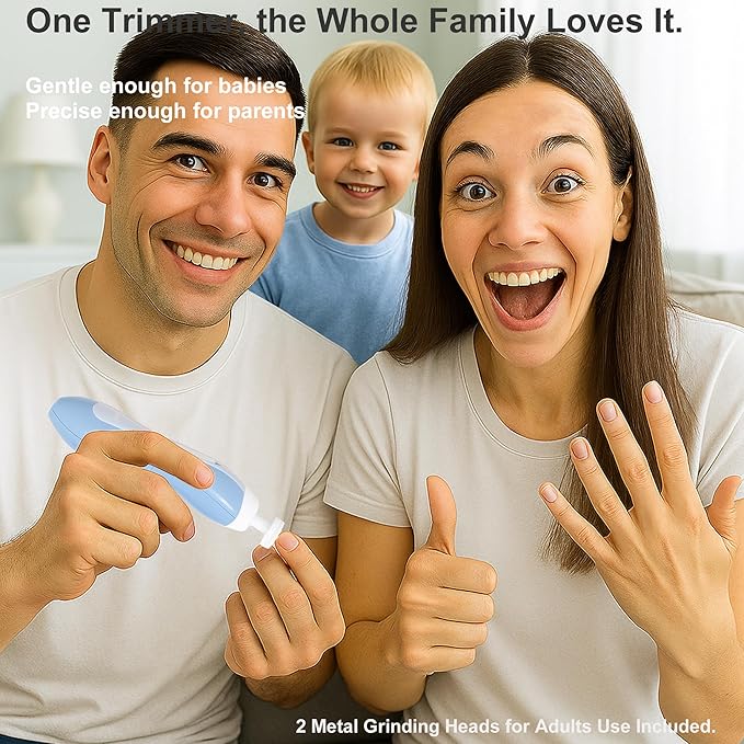 Fansidi Baby Nail Trimmer Electric – Limited Dreamy Sky Blue, Gentle Baby Nail File Electric| 10 Grinding Heads + 8 Replacement Pads| Quiet LED |Baby Nail Clippers for Newborn Infant Toddler