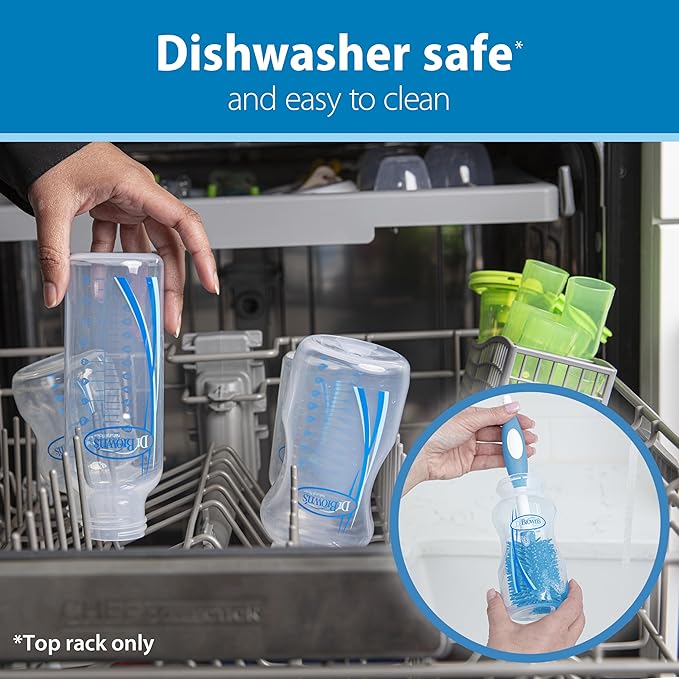 Dr. Brown's Natural Flow Anti-Colic Options+ Wide-Neck Baby Bottles 5 oz/150 mL,with Level 1 Slow Flow Nipple,4 Pack,0m+