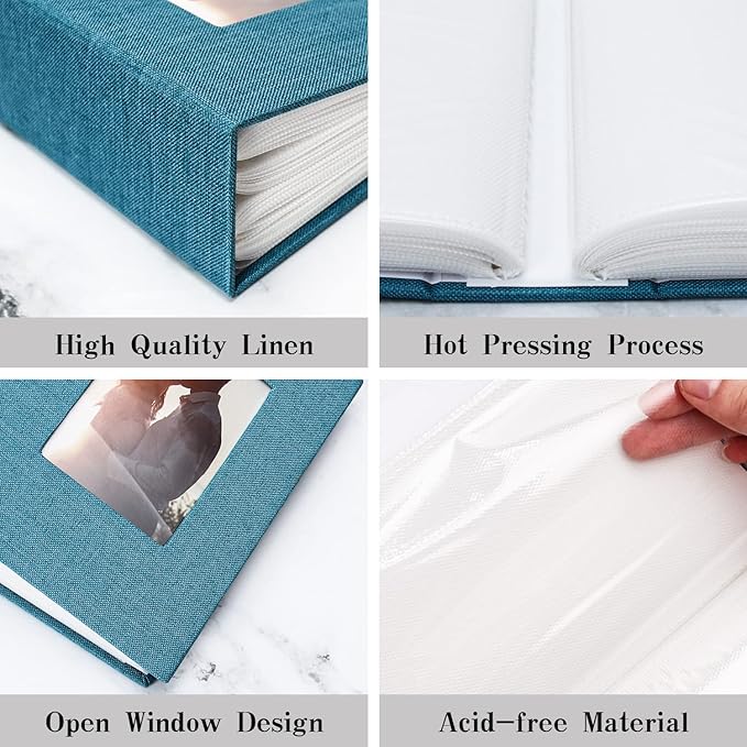 Vienrose Photo Album 4x6 100 Pages Photos Linen Cover Picture Book with Front Window for Baby Wedding Children