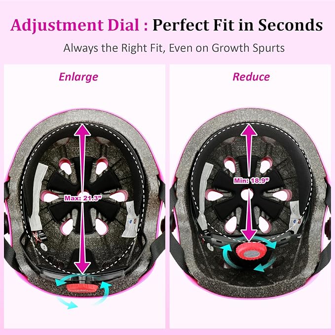 KAMUGO Kids Adjustable Helmet, with Sports Protective Gear Set Knee Elbow Wrist Pads for Toddler Age 2-8 Boys Girls, Bike Skateboard Hoverboard Scooter Rollerblading Helmet Set