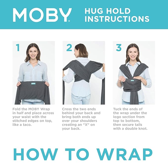 Moby Baby Wrap Carrier Classic for Newborns to Toddlers (8-33lbs), Infant Sling Carrier, Lightweight & Hands Free Design, Adjustable for All Body Types (Slate)