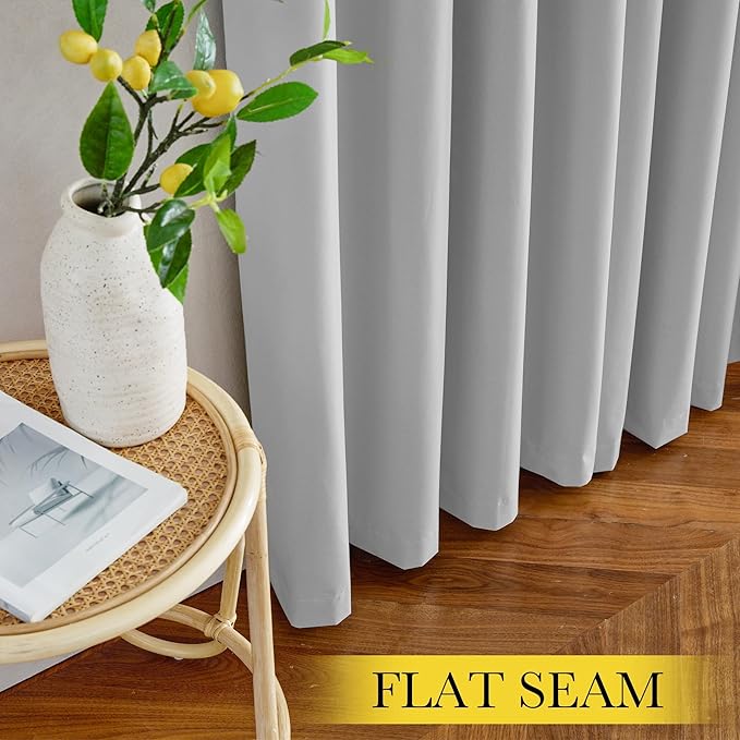 NICETOWN 100% Travel Blackout Curtains for Baby, Grommet Thermal Insulated Energy Saving Window Treatments Lightweight & Easy to Install for Bedroom, W52 x L84, Off White, 2 Panels