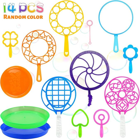 Big Bubble Wands Set, 14pcs Random Color Plastic Giant Bubble Wands Bubble Maker Kids Summer Toy for Outdoor Activities
