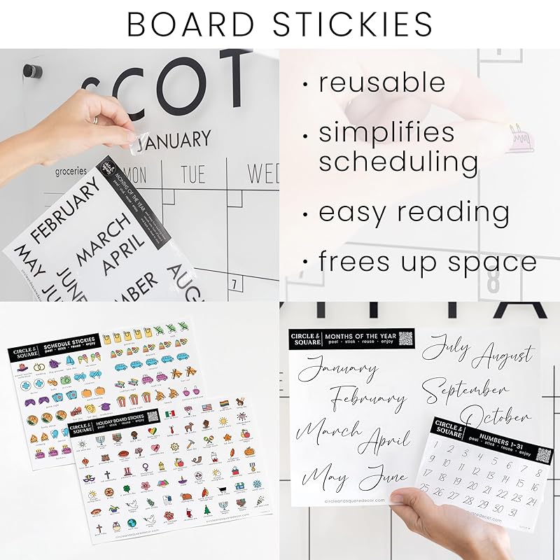 Personalized Clear Acrylic Calendar for Wall, Calendar Whiteboard for Wall, Dry Erase Wall Calendar, Wall Calendar Organizer System for Home (Cursive, Grey, 38"W x 26"H)