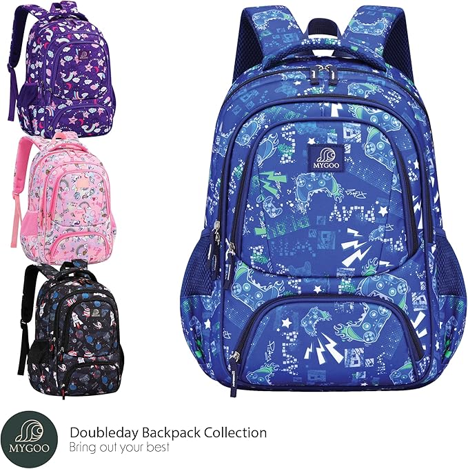 Primary School Backpack | Doubleday Collection for Boys | 17" Gamer Blue Design | Perfect for Teens