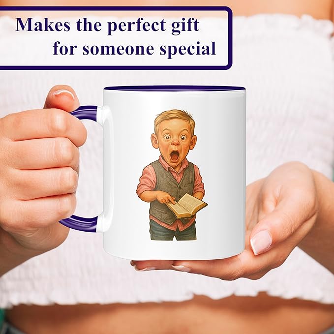 Personalized Coffee Mug, Custom Photo Caricature Gift, Funny Customized Coffee Gift for Men & Women, Custom Mugs with Pictures, Navy 11oz Father's Day Mug