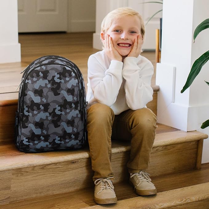 Wildkin 15-inch Kids Backpack – Durable, Padded, Adjustable for School & Travel - Black Camo