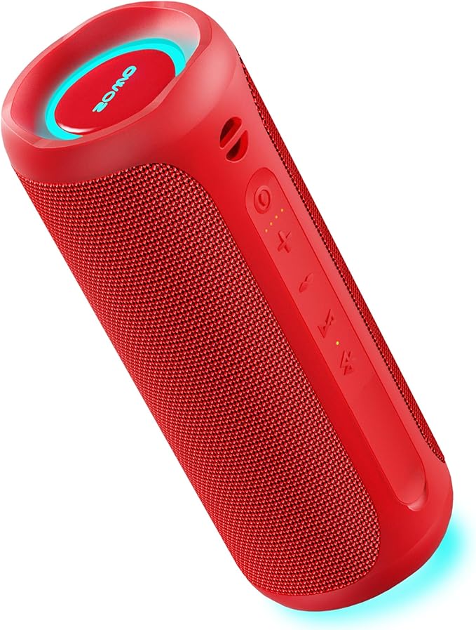 SOWO Portable Bluetooth Speaker, Waterproof IPX7, 25W Loud Wirelss Speaker with Big Audio and Punchy Bass, Outdoor Bluetooth for Party, Beach, Travel, Girls Gifts - Red