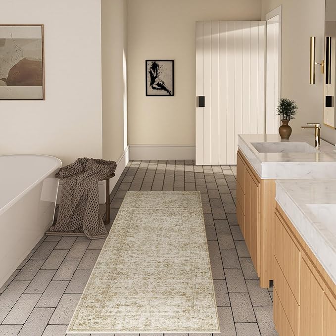 Washable Kitchen Rug Runners for Hallways: 2'x10' Bedroom Runner Rug Non Slip Low-Pile Stain Resistant Soft Carpet Runner for Indoor Entryway Hallways Kitchen Laundry Room Beside Farmhouse