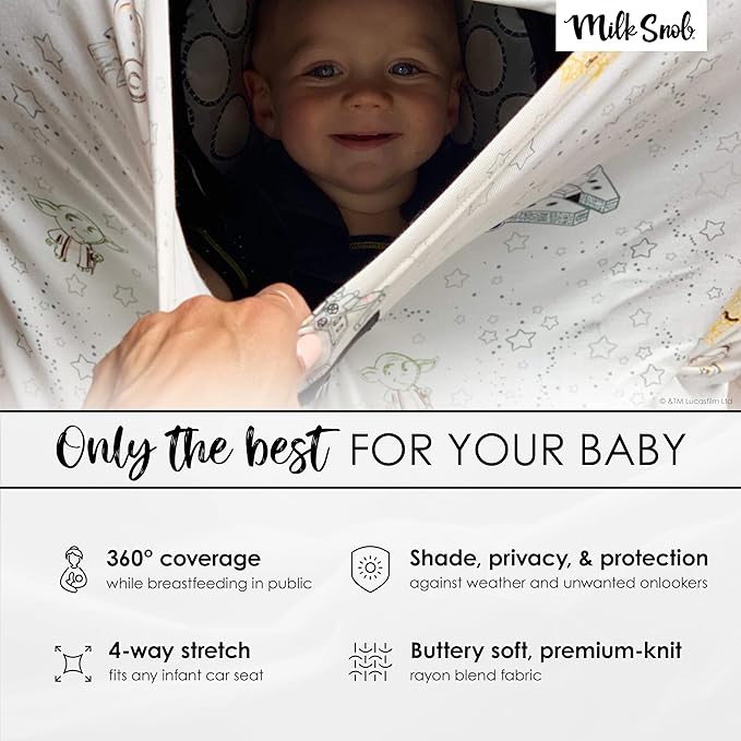 Milk Snob ORIGINAL Star Wars 5-in-1 Cover, Little Galaxy, Added Privacy for Breastfeeding, Baby Car Seat, Carrier, Stroller, High Chair, Shopping Cart, Lounger Canopy - Newborn Essentials, Nursing Top