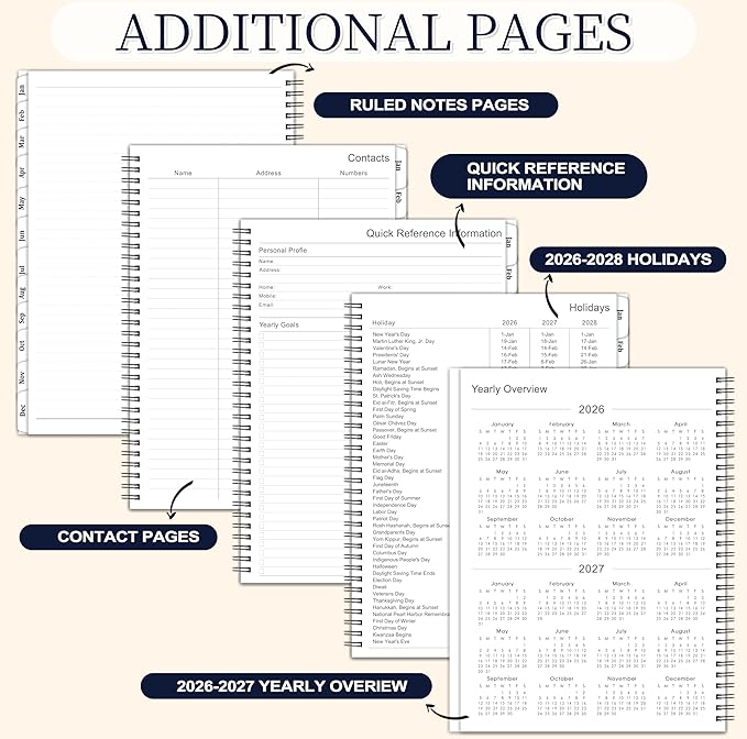 2026 Planner - 9” × 11”, 2026 Weekly and Monthly Planner, from JAN. 2026 to DEC. 2026, Inner Pocket, Premium Paper, Twin-wire Binding, Make Your Life Productive - Black