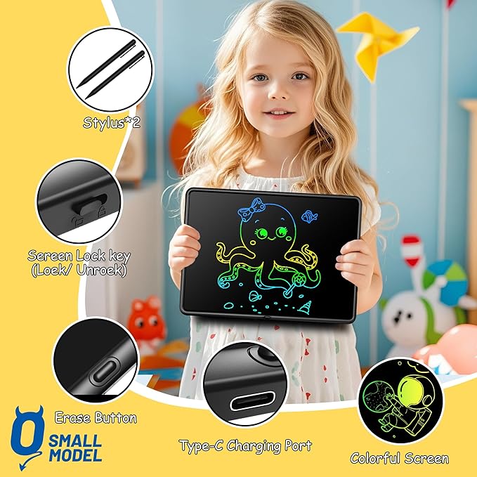 15 Inch LCD Writing Tablet for Kids, Large Kids Drawing Pad, Rechargeable Drawing Tablets, Drawing Supplies Toys Gifts for 3-8 Year Old Girls Boys, Black Drawing Board