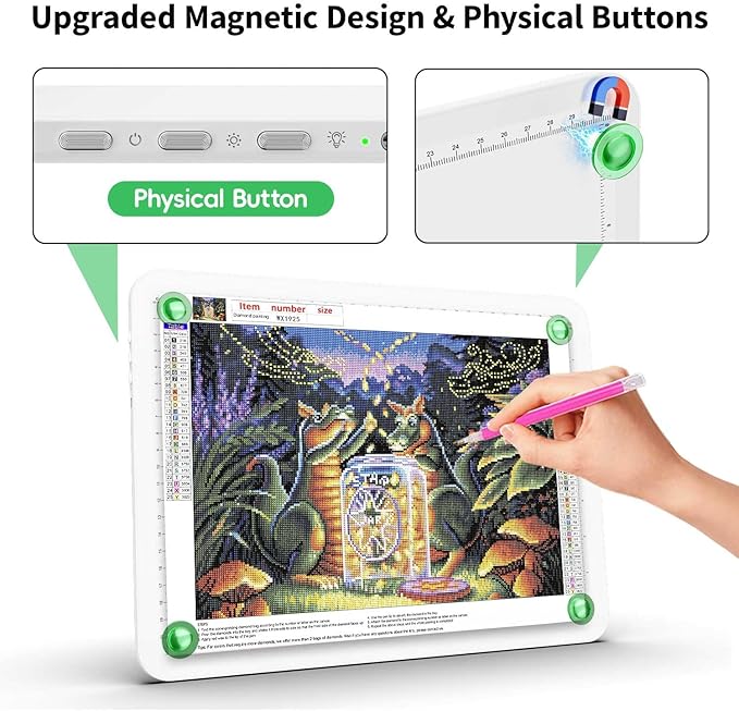Up To 9000Lux Super Bright A4 Light Pad,Rechargeable light box with 4000mAH Lithium Battery for Cricut Weeding Vinyl Tool,Magnet light box for tracing,light board for Diamond Painting,Sketching(White)