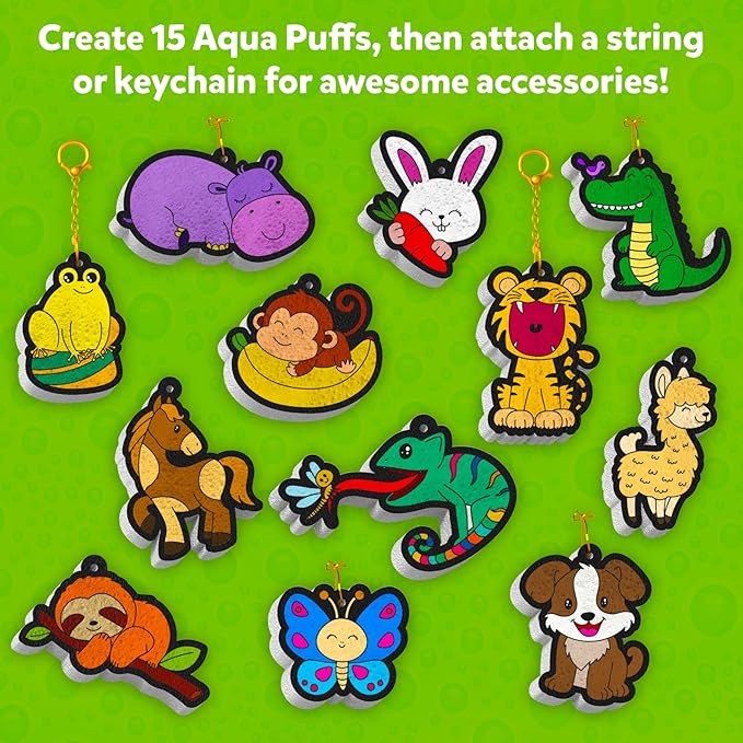 Skillmatics 3D Art Kit - Aqua Puffs Animals, Mess-Free Paint by Number Craft for Kids, DIY Color & Inflate Activity, Travel & Creative Gift for Girls & Boys Ages 4, 5, 6, 7, 8, 9, 10