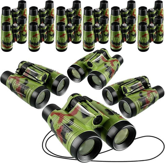 Deekin 16 Toy Binoculars for Kids with Neck String Learning Novelty Binocular Bulk Jungle Safari Hunting Party Favor for Explorer Gifts Bird Watching Camping Hunting, 4.3 x 4.1 Inch(Camouflage)