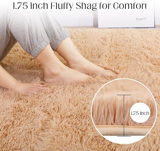 Luxury Area Rug, 6x9 Rugs for Living Room, Ultra Soft Rugs for Bedroom, Non-Slip Indoor Carpet for Nursery, Kids Room, Playroom, Home Decor, Camel