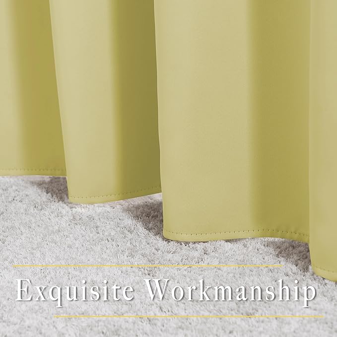 NICETOWN Paler Yellow Blackout Curtains for Bedroom (1 Pair, 52 x 84 inches), Farmhouse Thermal Insulated Room Darkening Drapes for Windows