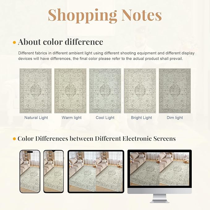 LIVEBOX Washable Rug 2x3 Kitchen Mats for Floor Entryway, Non Slip Front Door Mat for Bathroom Hallway, Boho Low-Pile Small Carpet Farmhouse Throw Indoor Rugs for Bath Sink, Taupe