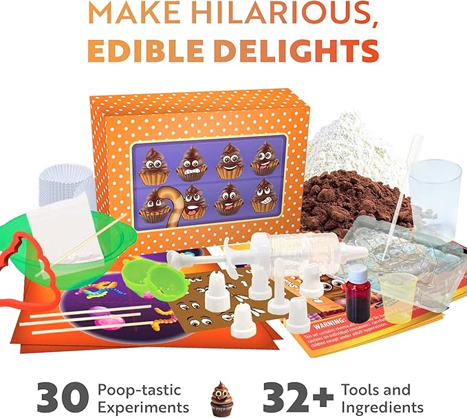 Playz Edible Poo Chocolate & Candy Making Science Kit for Kids Ages 8-12 Years Old - Food Science Chemistry Kid Science Kit with 30 Experiments, Educational Science Kits for Boy & Girls