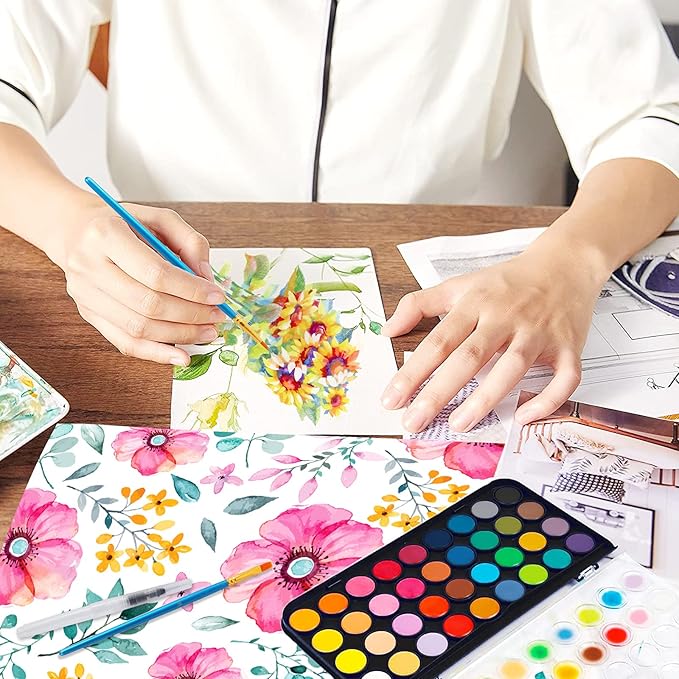 Watercolor Paint, 48 Colors Washable Watercolor Paint Set with a Brush a Refillable Water Brush Pen and Palette, Non-toxic Water Color Paints Sets for Kids Adults Artists Children Students Beginner