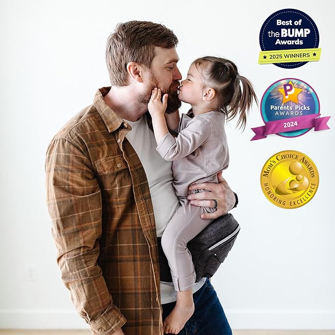 Tushbaby The Original Premium Quality Hip Seat Carrier – Safety-Certified Baby & Toddler Carrier with Secure Safety Buckles, No-Flimsy-Foam Design, Storage Pockets & Nursing Pillow. 0–3 yrs