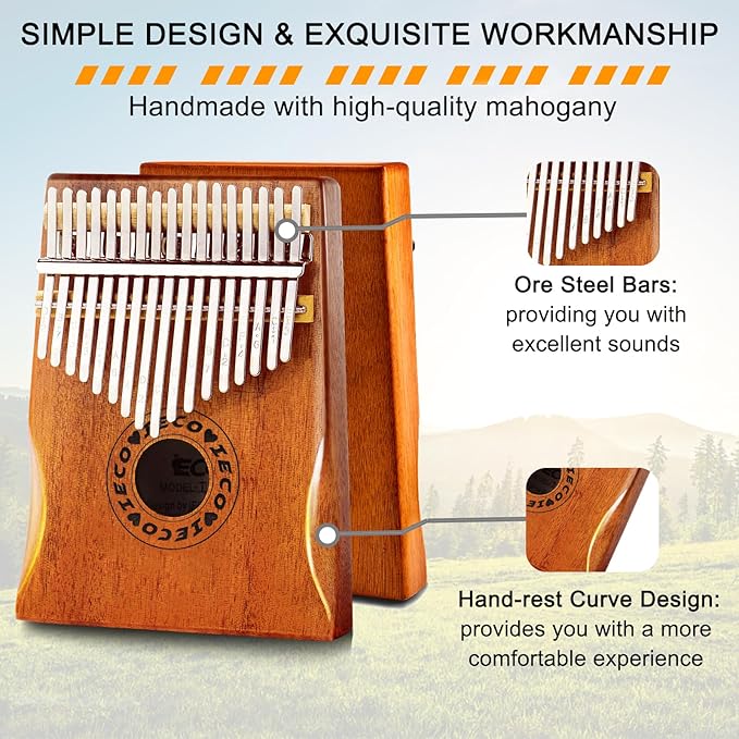 Kalimba Thumb Piano 17 Keys Portable Finger Piano Marimba Music Gifts for Adults Kids