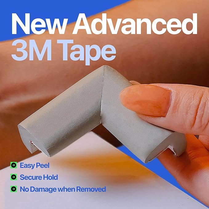 Sharp Edge & 16.2ft Furniture Safety Guards | Protective Foam Cushion | 15ft Bumper 4 Adhesive Childsafe Corners | Baby Child Proofing Foam Set and Safe for Table, Fireplace, Countertop | Gray