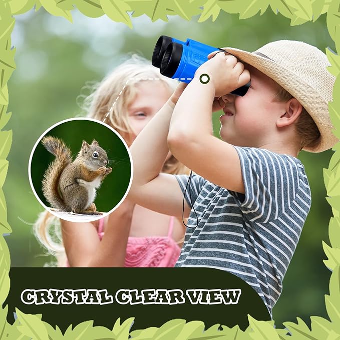 Libima 24 Pcs Binoculars for Kids Educational Compact Kids Binoculars with Neck String Toddler Telescope for Boys Girls Learning Bird Watching Camping Hiking Travel Safaris Birthday Gifts(Blue)