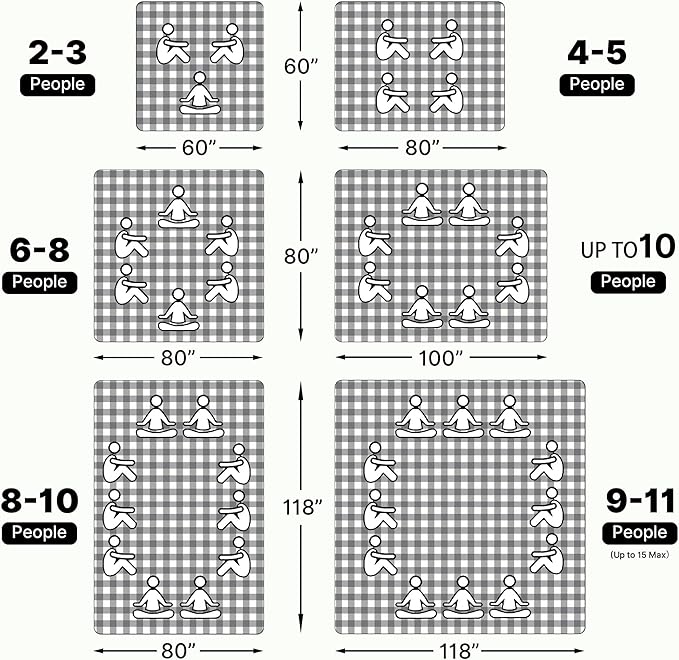 TigeJoy Extra Large Picnic Blanket Waterproof Foldable 80''x100'', Outdoor Picnic Mat Beach Blanket Sandproof for Park, Grass, Travel, Hiking, Camping Essentials, Gingham Picnic Blanket