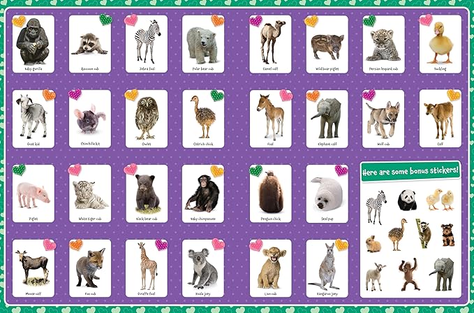 Cute Animals Poster Sticker Book - 4-Book Bundle for Kids Ages 3+, 400+ Stickers, 28 Mini Posters, 4 Giant Fold-Out Posters in 48 Full-Color Pages
