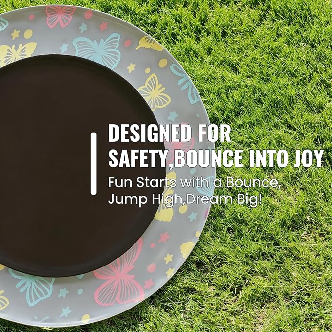 LAMERGE 55" 7-in-1 Round Trampoline for Kids Boys & Girls Ages 1-8, Indoor & Outdoor Trampoline for Fun, Adjustable Height Handrail ＆ Enclosed Safety Net ＆ Durable Designs for Toddlers Children