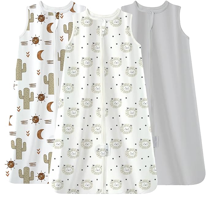 TotAha Boho Lion Sleep Sack 3 Pack, Buttery Soft, Safe Wearable Blanket Baby 12-18-24 Months, Light Sleeping Bag for Baby, 0.5 TOG