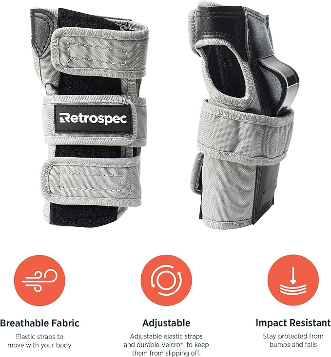 Retrospec Knee Pads, Elbow Pads & Wrist Guards for Men, Women & Kids - Protective Gear for Skateboarding, Roller Skate, Rollerblade, BMX & Scooter - Multi Sport Pad Set