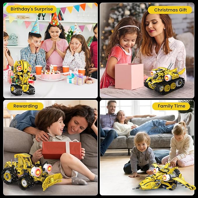 5-in-1 STEM Robot Building Kit for Kids Ages 8-16, Remote & App Controlled, Rechargeable Engineering Learning DIY Coding Toy, Educational Building Blocks Gift for Girls & Boys (673 PCS)