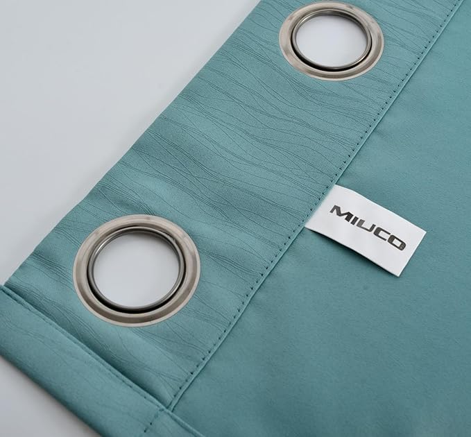 MIUCO Blackout Curtains Room Darkening Curtains Textured Grommet Window Curtains for Living Room 2 Panels 52x84 Inch Long Teal