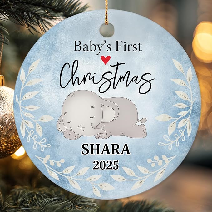 Personalized Baby First Christmas Ornament 2025 - Custom New Babies Ornament - Sweet Gift for New Parents - Baby Xmas Decoration - Christmas, Birthday Gift for Babies, Boy, Girls, Mom, Dad