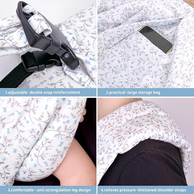 CUBY Wrap Baby Sling Carrier, Baby Wraps Sling Carrier Adjustable Breathable Lightweight Easy to Wearing - Baby Slings for Newborn Infant Toddler Front & Hip Carry Up to 40lbs (Blue Flower)