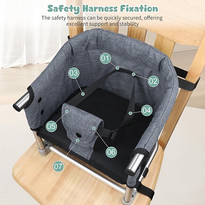 Booster Seat for Dining Table: Portable Toddler Booster Chair with Safety Buckle and Height Adjustable, Foldable Baby Feeding Chair, Kids High Chair Booster Seat for Kitchen Home Travel - Red