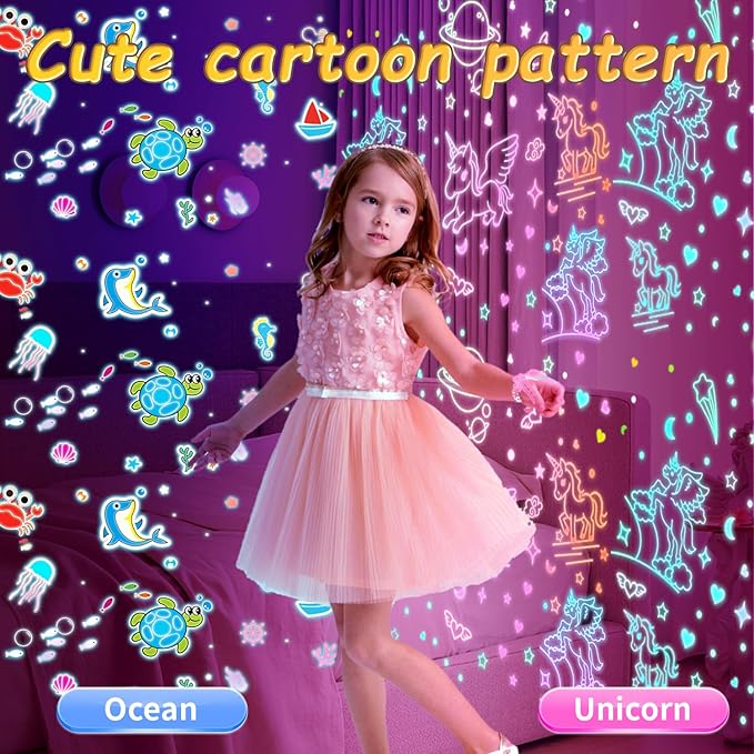 MINGKIDS Unicorn Girl Toys Age 3-10,Night Light Projector- Multi Colors Rotating Remote, 3 Films and Auto Timer, Christmas Stocking Stuffers Birthday Gifts for 5-7 Year Old Girls