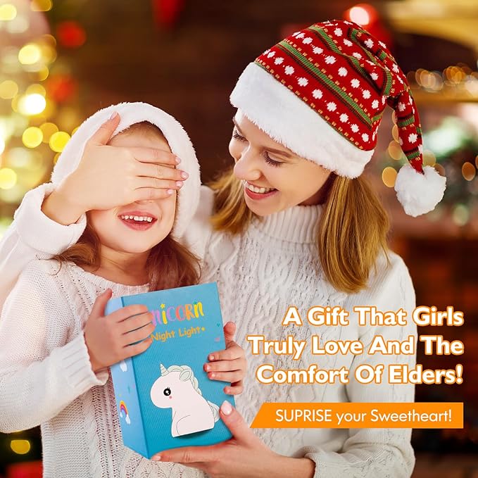 Unicorn Night Lights for Girls Bedroom, Cute Silicone Kids Night Light, Rechargeable LED Night Lamp Squishy Kawaii NightLights for Baby Nursery Children Toddlers Teen Christmas Girls