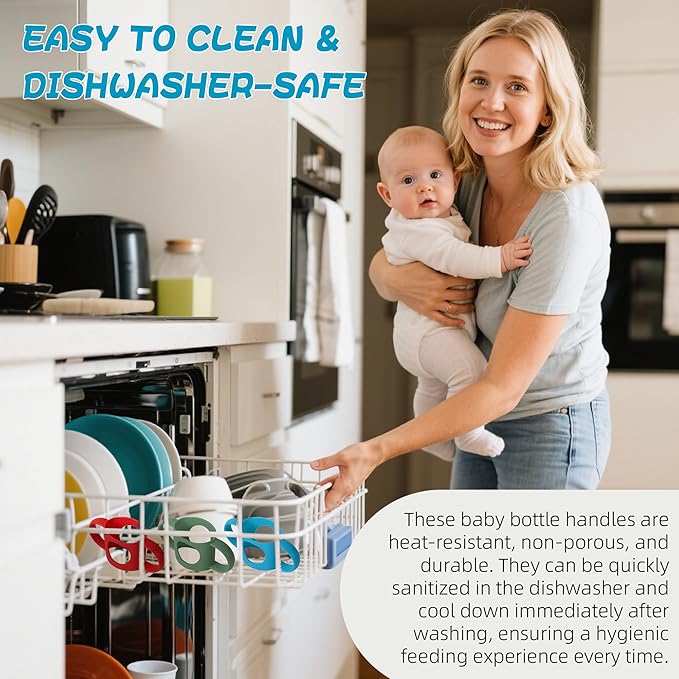 TonGass (3-Pack) TonGass Universal Fit Baby Bottle Holders with Easy Grip Handles for Babies to Hold Their Own Bottle - BPA-Free Soft Silicone