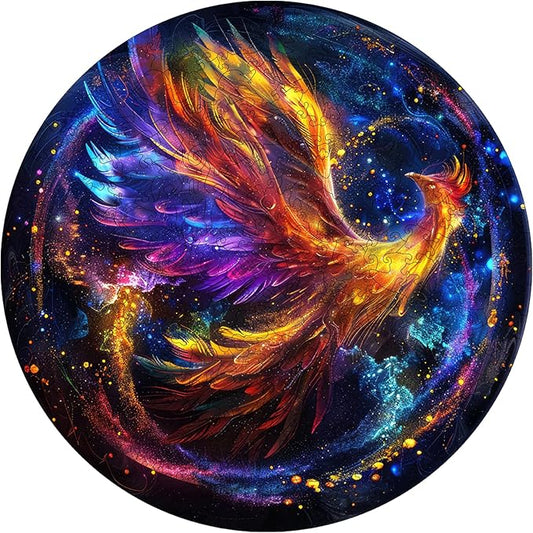 Wooden Puzzles for Adults, Phoenix Puzzle Color Challenge Jigsaw Puzzles 200 Piece, (Medium,11.2 in) Thickened Unique Shapes Family Reunion Puzzle, Best Gift for Adults and Kids, Family Game