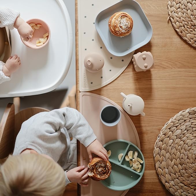 mushie Square Dinnerware Plates for Kids | Made in Denmark, Set of 2 (Sage)