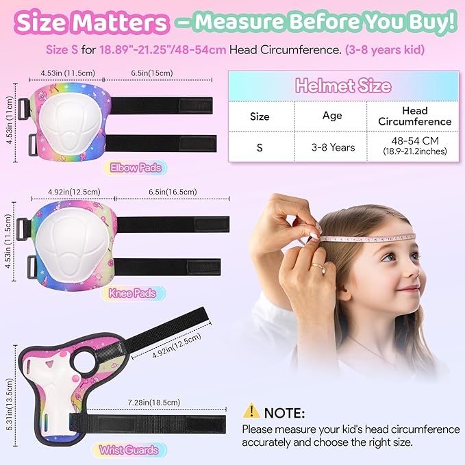 Vvinca Kids Toddlers Bike Helmet Adjustable for Ages 3-5-8 Years, Knee Pads and Elbow Pads Set Wrist Guard Sports Protective Gear Set for Roller Skate Bicycle Skateboard Scooter Girl Boy Birthday Gift