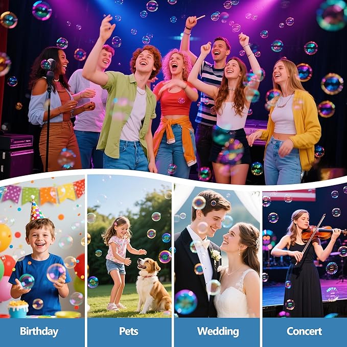 Rechargeble Bubble Machine, 270° Automatic-Rotating, 38000 Big Bubbles/min, 1000ml Large Bubble Tank, 2200mAh Battery, Bubble Maker for Kids Toddlers, Parties, Wedding, Birthday, Outdoor, White