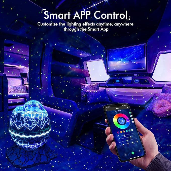 Rossetta Star Projector, Galaxy Projector LED Lights for Bedroom, App Control Projector with Bluetooth Speaker and White Noise, Night Light for Kids Adults, Christmas, Party, Ceiling, Room Decor