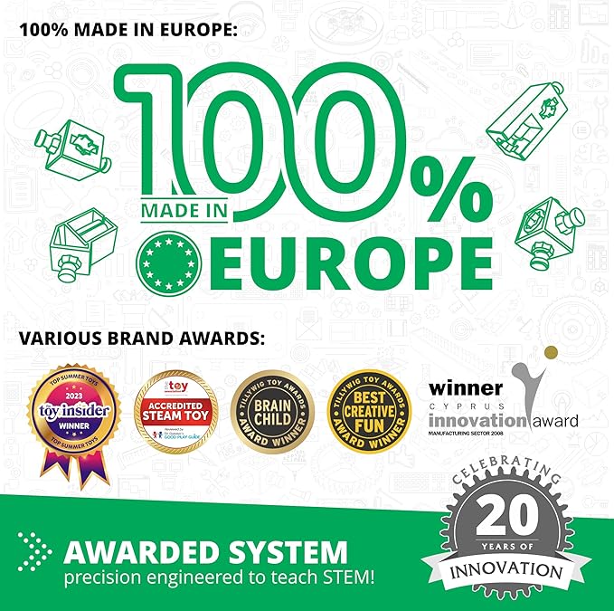 Engino- STEM Toys, Mechanics Gears & Worm Drives, BuildingToys for Kids 9+, Engineering Kit, Educational Set, Gifts for Boys & Girls, STEM Projects, Fun Activities for Kids (12 Model Options)