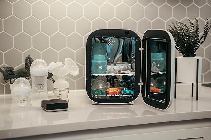 WABI UV LED 3-in-1 Sanitizer & Dryer MINI Box | Disinfect, Dry, & Store Everyday Items, Baby Feeding Gear, and Electronics | Touch Control, LED (No Mercury) | Smart Storage Mode | Fits 4-6 Baby Bottle